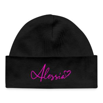 Alessia Signatur Neon Pink - Baby Organic Mütze - Schwarz - Vorne