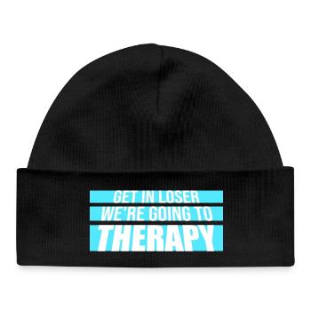 Get In Loser We're Going To Therapy Therapie Logo - Baby Organic Beanie - black - Front