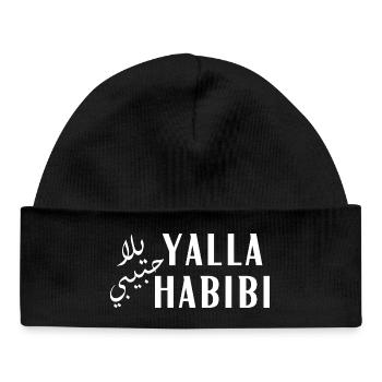 Yalla Habib Typographie arabe audacieuse - Bonnet bébé bio - noir - Devant