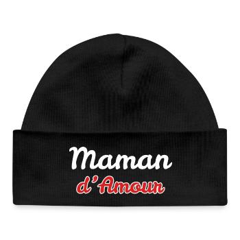 Maman d'amour - idée cadeau maman et future maman - Bonnet bébé bio - noir - Devant
