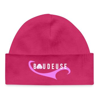 Logo Boudeuse  - Bonnet bébé bio - hot pink - Devant