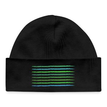 green frayed strokes horizontally - Baby Organic Beanie - black - Front