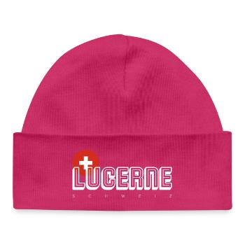 KONIZ Schweiz Flag Emblem - Baby Organic Beanie - hot pink - Front
