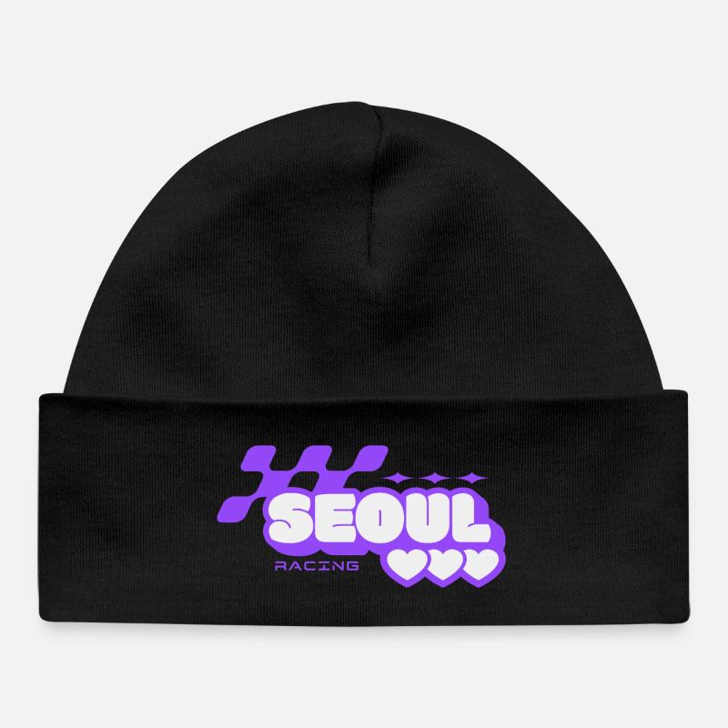 Seoul Racing Violet Rétro - Bonnet bébé bio - noir