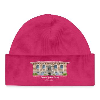 Los Angeles, Handzeichnung Cahuenga Library,  - Baby Organic Mütze - hot Pink - Vorne