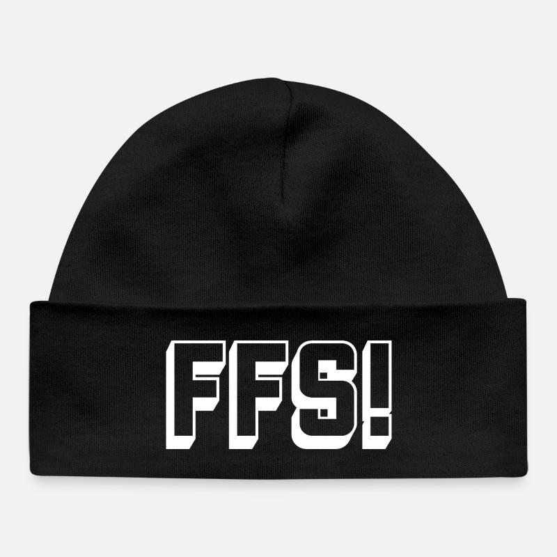 swear_FFS_white - Baby Organic Beanie - black