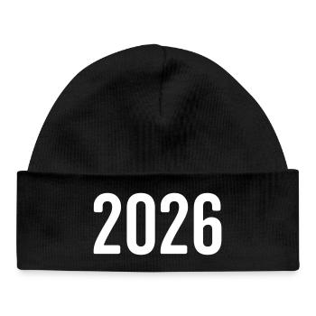 2026 Jahreszahl Ziffer - Baby Organic Mütze - Schwarz - Vorne