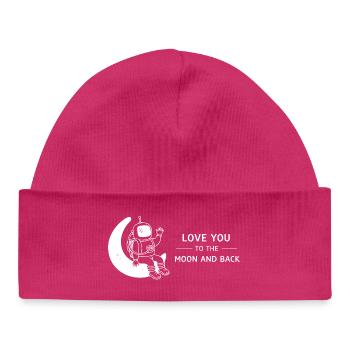 Love You To The Moon And Back Illustration - Bonnet bébé bio - hot pink - Devant