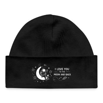Je t’aime jusqu’à la lune et retour gribouille - Bonnet bébé bio - noir - Devant