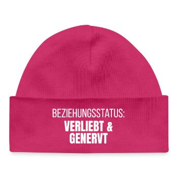 Statut relationnel amoureux et agacé - Bonnet bébé bio - hot pink - Devant