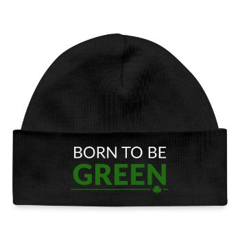 Né pour être trèfle vert - Bonnet bébé bio - noir - Devant