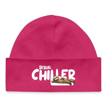 Sloth Serial Chiller – Funny Sloth Tee - Baby Organic Beanie - hot pink - Front
