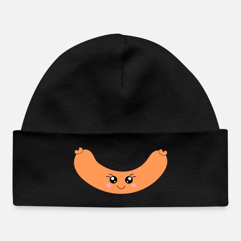Saucisse à hot-dog kawaii - Bonnet bébé bio - noir