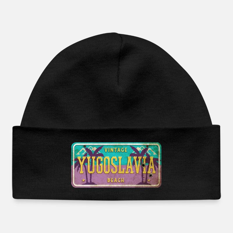 Signe vintage Yougoslavie - Bonnet bébé bio - noir
