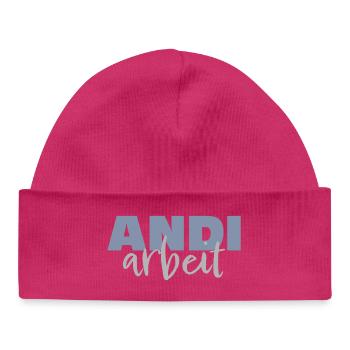 Andi Arbeit, an die Arbeit, Andreas, Andrea - Baby Organic Mütze - hot Pink - Vorne