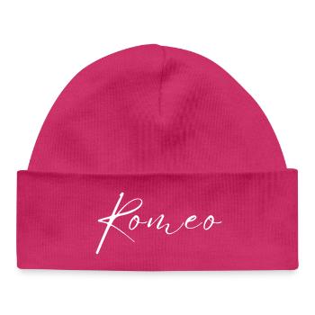 Romeo Name T-Shirt Gift for Men - Baby Organic Beanie - hot pink - Front