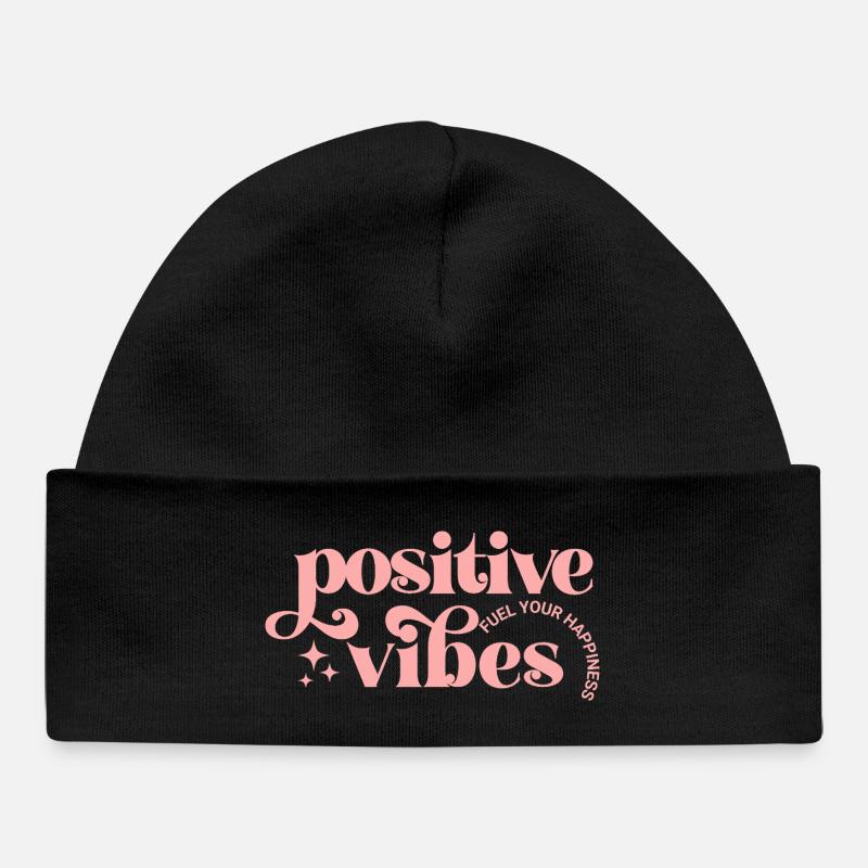 Vibes Positives en Typographie Rose - Bonnet bébé bio - noir