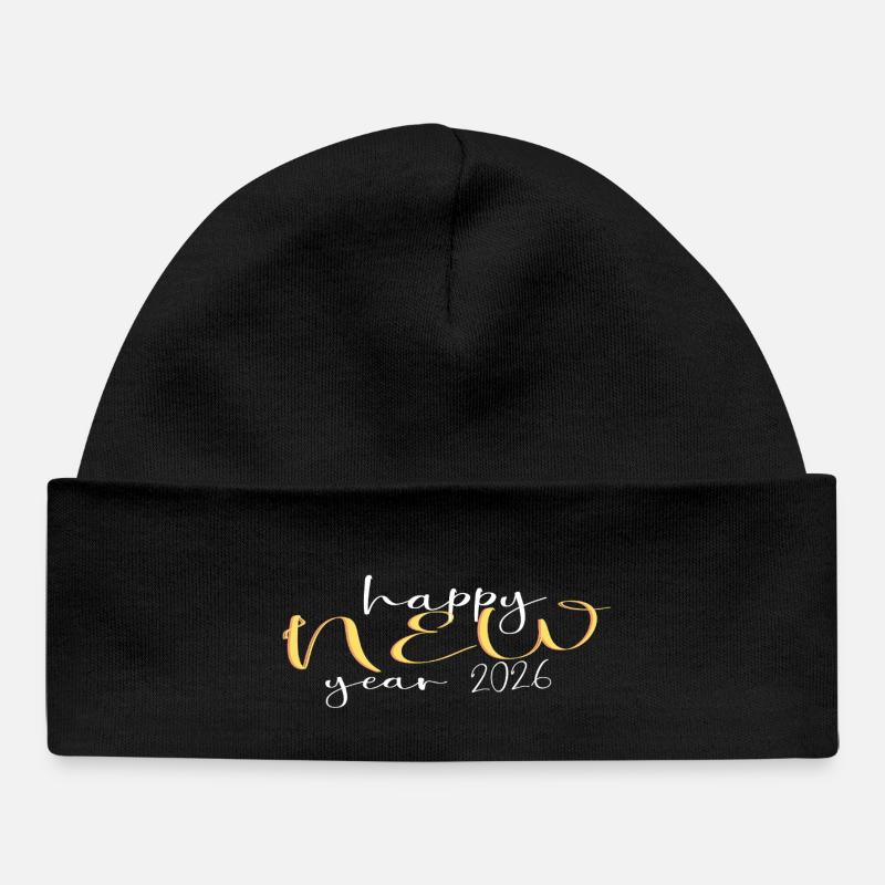 Happy New Year 2026 - Bonnet bébé bio - noir