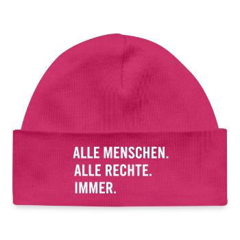 All people. All rights reserved. Always. - Baby Organic Beanie - hot pink - Front