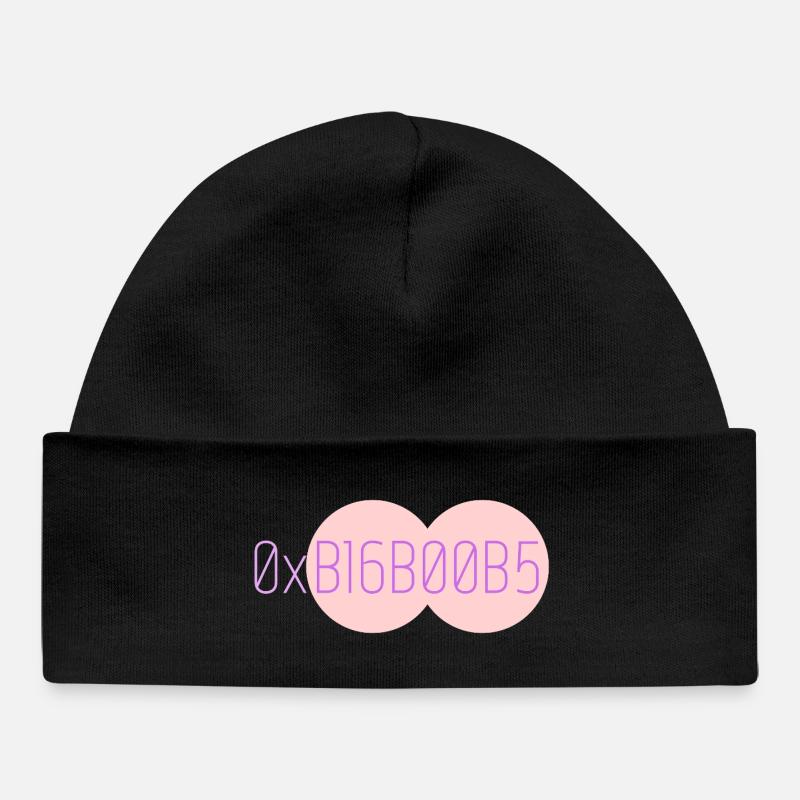 0xB16B00B5 Leetspeak - Bonnet bébé bio - noir