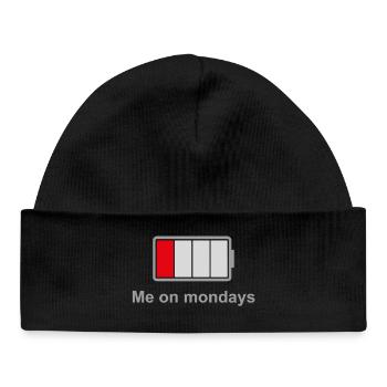 Low Battery Mondays – Low Energy Mood - Baby Organic Beanie - black - Front