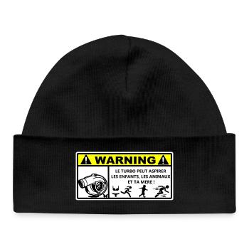 Warning - Bonnet bébé bio - noir - Devant