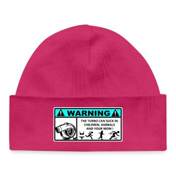 Autocollant Danger Turbo  - Bonnet bébé bio - hot pink - Devant
