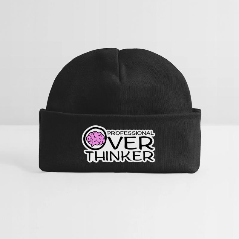 Professional Overthinker Funny Brooding Anxiety Logo Baby Organic Beanie