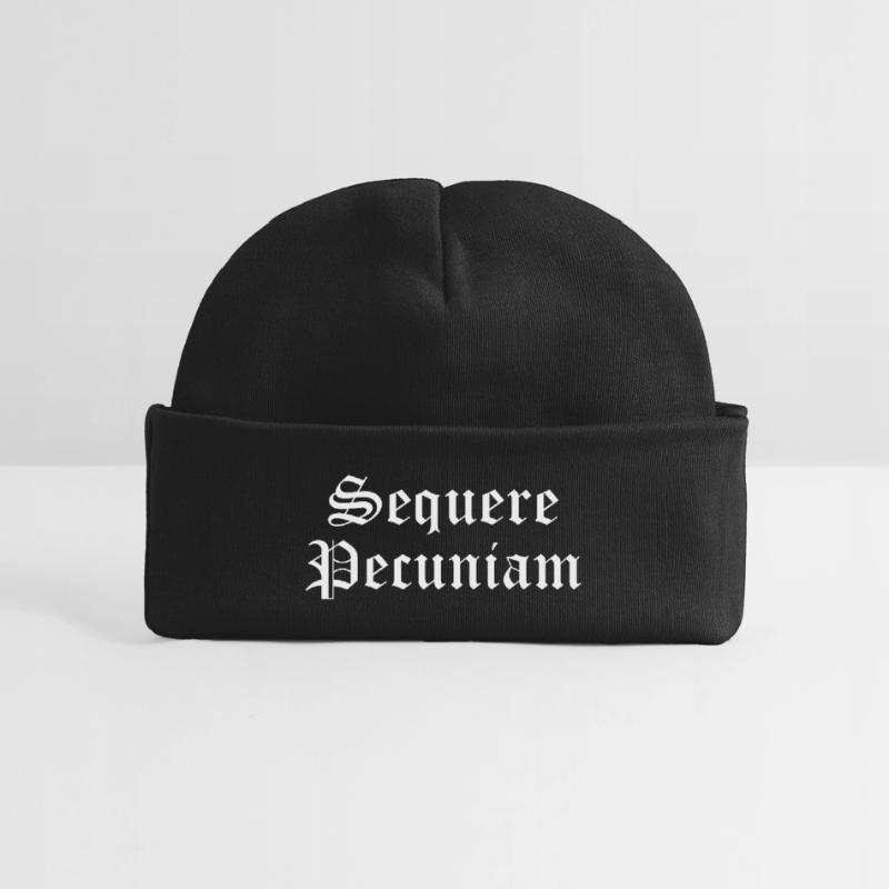 Sequere Pecuniam Gothic Script Baby Organic Beanie