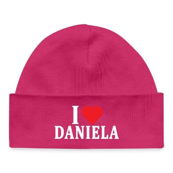 t-shirt I love Daniela t-shirt gift idea - Baby Organic Beanie - hot pink - Front