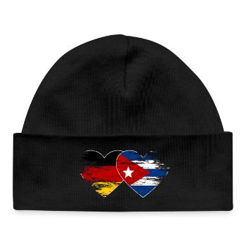 Germany Cuba flag used heart - Baby Organic Beanie - black - Front
