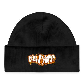 New York Horizontal Graffiti 4 - Baby Organic Beanie - black - Front