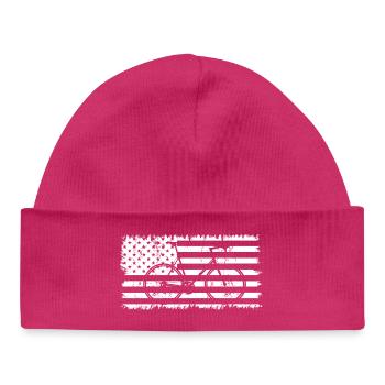 Bicycle American Flag - Baby Organic Beanie - hot pink - Front