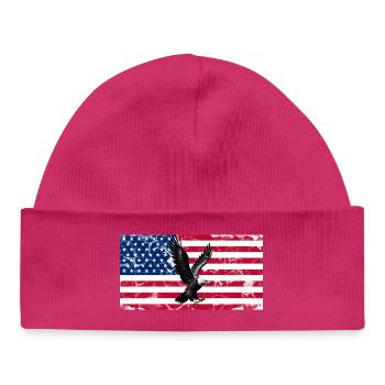 Liberty Eagle over US flag - Baby Organic Beanie - hot pink - Front