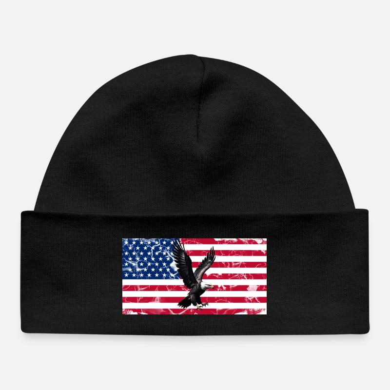 Liberty Eagle over US flag - Baby Organic Beanie - black
