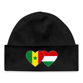 Senegal Hungary Flag Hands Heart Shape - Baby Organic Beanie - black - Front
