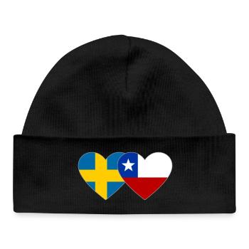 Sweden Chile Flag Heart - Baby Organic Beanie - black - Front