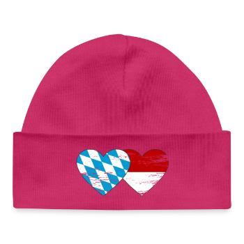 Bayern Monaco Flagge Herz used - Baby Organic Mütze - hot Pink - Vorne