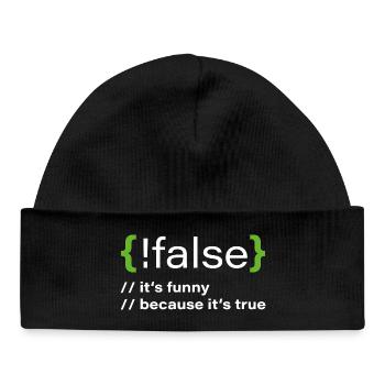 false – Funny programmer saying - Baby Organic Beanie - black - Front