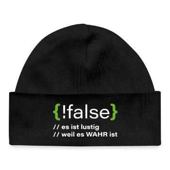 false - Funny programmer saying - Baby Organic Beanie - black - Front