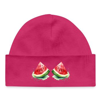 Aquarelle Pastèque - Bonnet bébé bio - hot pink - Devant