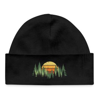 Forest Sunset Nature Trees Hiking Camping - Baby Organic Beanie - black - Front