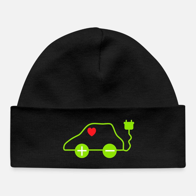 Conception de cœur de voiture électrique verte - Bonnet bébé bio - noir