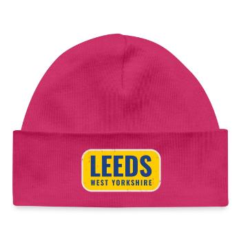 Leeds West Yorkshire Badge - Baby Organic Beanie - hot pink - Front