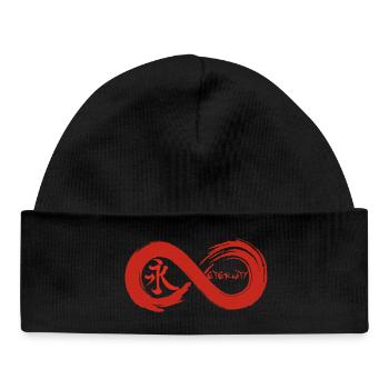 Unendliches Symbol und Ewigkeit auf Japanisch (rot) - Baby Organic Mütze - Schwarz - Vorne