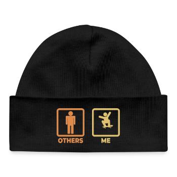 Skater Strichmännchen - Baby Organic Mütze - Schwarz - Vorne