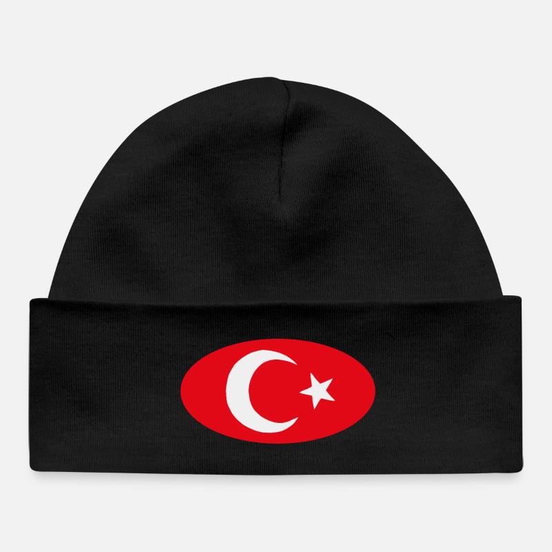 Drapeau Turkiye Turc Ovale - Bonnet bébé bio - noir