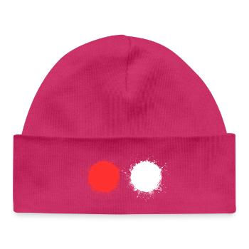 red white - Baby Organic Beanie - hot pink - Front