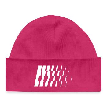 Barres obliques diagonales monochromes - Bonnet bébé bio - hot pink - Devant