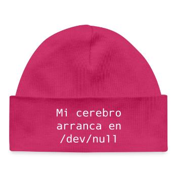 My brain starts in /dev /null - Baby Organic Beanie - hot pink - Front